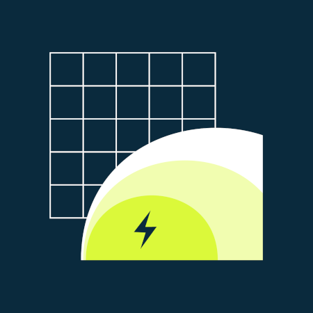 Graphic illustration of overlapping semi-circles on top of a grid