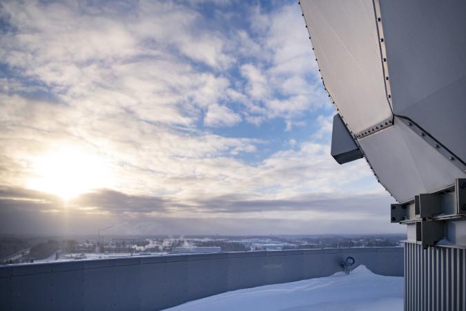 Weather radar view in winter landscape