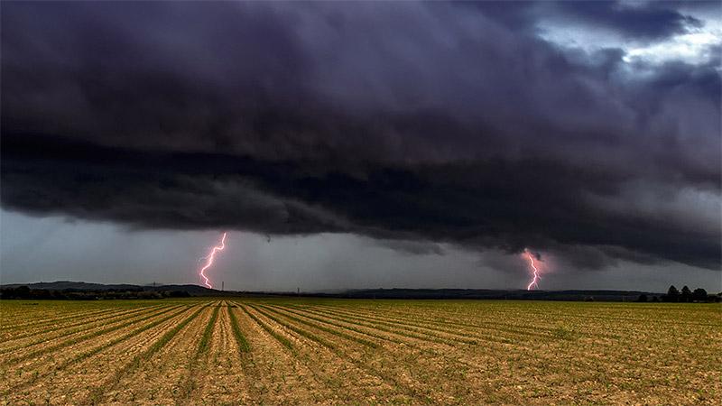 Lighting over a field