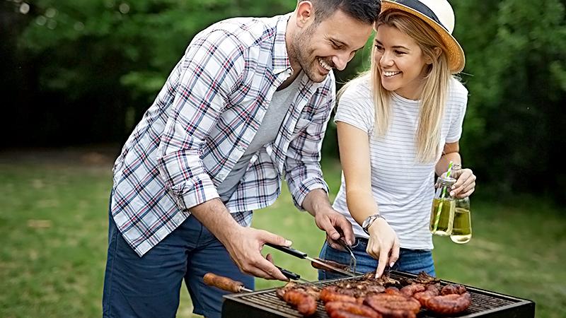 Sausages on the grill