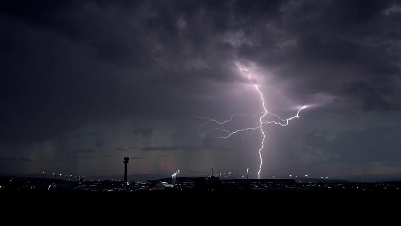 Lightning strikes an airport