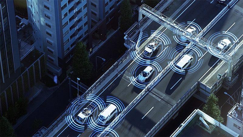 Autonomous vehicles aerial view