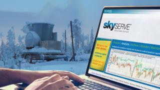 Sky Serve web site on lap top