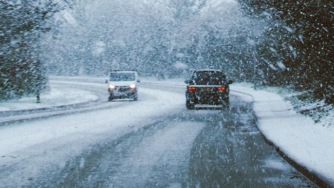 Snow packed, wet roads and winter driving conditions