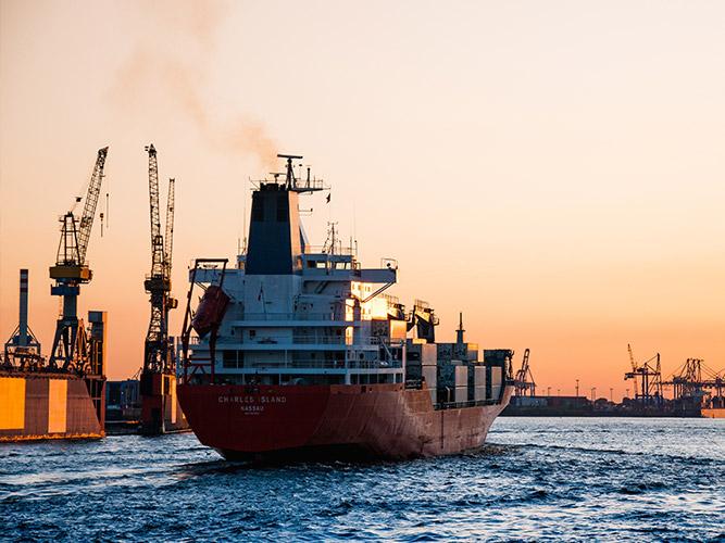 Ship leaving port