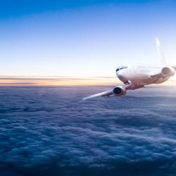 Airplane above clouds